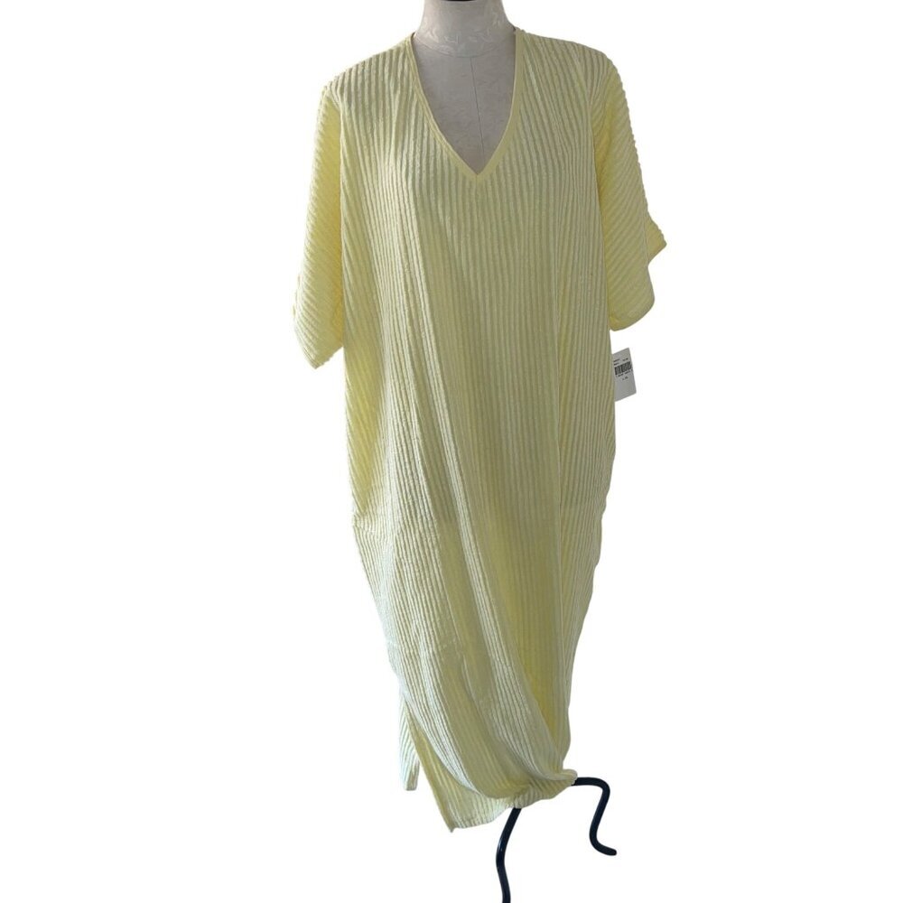 Leisure Life Vintage Womens Robe Size XL Yellow Chenille Kaftan  Cotton BlendNew